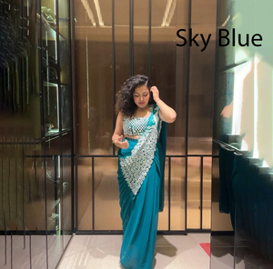 Compra de Saris en Línea para Mujeres en India - Saris de la India - Ropa Étnica - Sari Completamente Cosido - Product Image 1