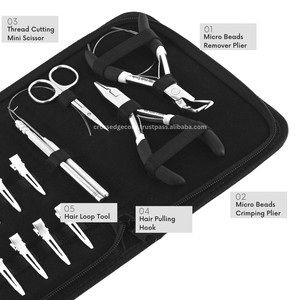 El kit de herramientas de extensión de cabello negro del nuevo modelo incluye removedor de cuentas de enlace nano y micro y alicates de cierre también herramienta de gancho de tracción - Product Image 3