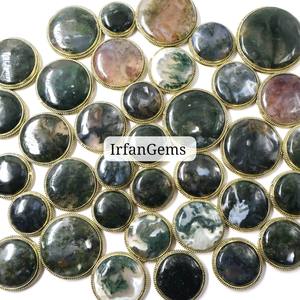 Pendentifs en laiton faits à la main pour la fabrication de bijoux, pierre 100% naturelle, agate mousse, pendentif rainuré, pierres précieuses en vrac, lot d'agate - Product Image 6