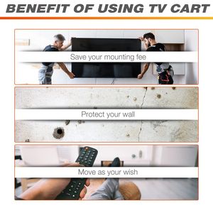 Carrello TV Regolabile in Altezza per Schermi 32-65 Pollici, Supporto Mobile per TV LCD LED con Ruote, Stand per TV a Schermo Piatto e Curvo, Supporto per Laptop - Product Image 6