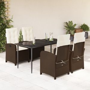 Juego de Comedor para Jardín en Color Marrón, Negro y Blanco Crema - Product Image 1