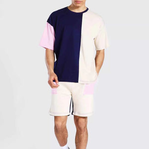 Conjunto de Camiseta y Pantalones Cortos de Verano para Hombre, 2 Piezas, Camiseta con Bordado de Parches y Pantalones Cortos Deportivos - Product Image 1