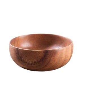 ชามไม้ธรรมชาติสำหรับสลัดผลไม้ในห้องครัวชามเสิร์ฟทรงกลมมาใหม่ - Product Image 1