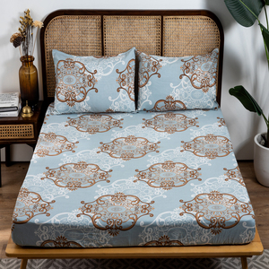 Super Quality Printed Cotton Bedsheet Set <b>Double</b> Bed 300tc Eco-Friendly Grade a 2 Pillow Covers Home Use Wholesale - Product Image 2