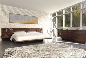 Wholesale Solid Acacia & Mango Wood Floating <b>Bed</b> <b>Frame</b> | Contemporary Walnut Finish Hotel Bedroom Furniture - Product Image 4