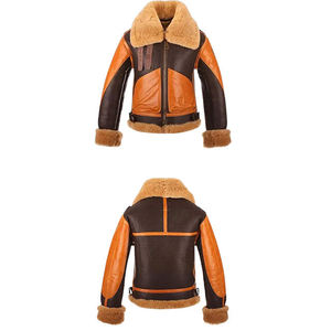 URBANGAZER Men's 100% Polyester Bomber <b>Jacket</b> Color Blocking Faux Fur Lining Windproof Breathable Thick Winter Moto Style - Product Image 2