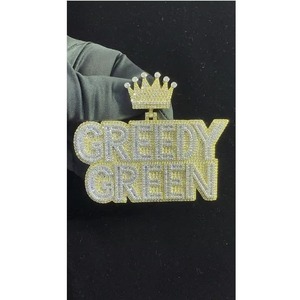 Wholesale Custom Letter <b>Pendant</b> Necklace Hip-Hop Style Crown <b>Pendant</b> Moissanite Diamond <b>Initial</b> Charm Hip Hop Jewelry Supplier - Product Image 1