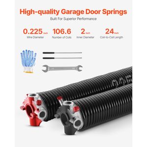 Molle a torsione per porte da garage con rivestimento nero 0,225 x 2 x 24 pollici, 16.000 cicli, finitura superficiale, in coppia - Product Image 2