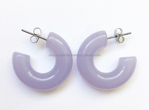 Última moda Color sólido hueco redondo pendiente exagerado resina anillo pendientes joyería para mujeres y niñas por UCI - Product Image 6