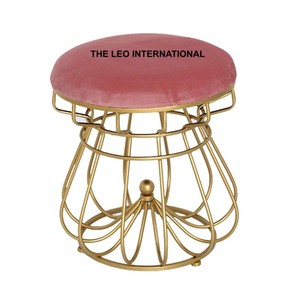 Glossy Finished Ottoman <b>Stool</b> Stainless Steel Foam and Fabric Material Home Hotel Restaurant Use Ottoman <b>Stool</b> - Product Image 5