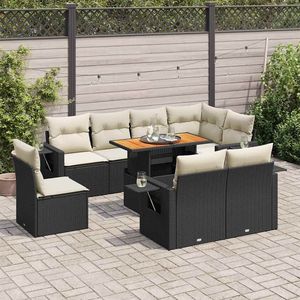 Grand ensemble de canapés de jardin modulaires en rotin PE noir, élégant et durable, mobilier d'extérieur - Product Image 1