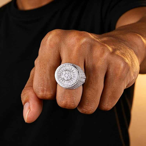 Luxury Moissanite Round Halo <b>Ring</b> Iced Out 925 <b>Silver</b> Hip Hop Jewelry Bold Statement <b>Ring</b> For All <b>Men</b> Women Elegant Shine Gift - Product Image 1
