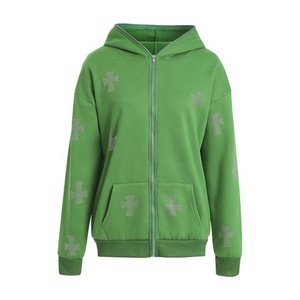 เสื้อฮู้ดหูรูดพลอยเทียมแบบมีซิปเต็มตัว - Product Image 2