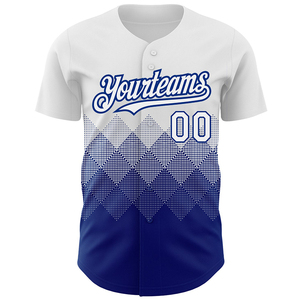 เสื้อเบสบอลคุณภาพทนทาน สีขาวน้ำเงิน ผ้าตาข่ายระบายอากาศ ปรับแต่งชื่อทีมได้ ปักลาย ขนาดใหญ่พิเศษ - Product Image 3