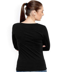 Camiseta informal para mujer, cuello en V, manga larga, cómoda, a la moda, para invierno y verano, ropa femenina de calidad económica. - Product Image 2