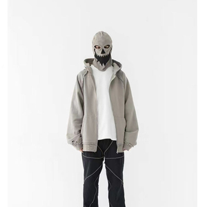 Sudadera con capucha vintage personalizada con cremallera, unisex, 100% algodón, forro polar grueso, borde sin rematar, estilo oversize, básica, para invierno - Product Image 5