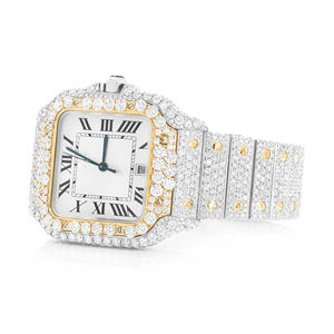 Montre Moissanite Iced Out Diamant VVS Style Hip Hop Urbain Acier Inoxydable Quartz Bracelet 20mm Cadran Verre Édition Limitée Tendance - Product Image 2