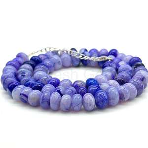 Collar de ópalo púrpura natural con cuentas lisas en forma de rondel de 7-9 mm, hecho a mano, para mujeres y hombres, precio al por mayor. - Product Image 3