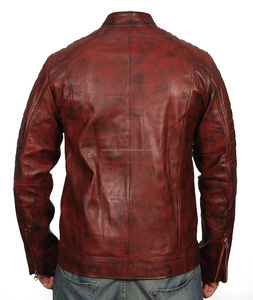 แจ็คเก็ตหนังวัวแท้มีซิปด้านหน้ามีกระเป๋าแฟชั่นสำหรับนักขี่มอเตอร์ไซค์ออกแบบได้ตามต้องการ - Product Image 3