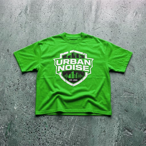 Camiseta de Hombre con Logo Personalizado, Estilo Urbano, Corte Cuadrado, Top Corto de Algodón 100% Grueso, Estampado Gráfico, Ajuste Oversize Holgado - Product Image 6