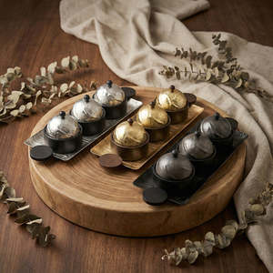 Ensemble de bols de service en métal avec couvercle en forme de dôme noir de luxe, pour fruits secs, bonbons, noix, vaisselle arabe pour le Ramadan, fournisseur en gros - Product Image 2