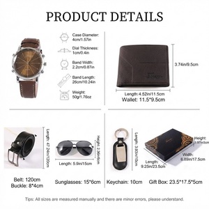 Ensemble cadeau d'affaires de luxe personnalisé pour hommes, cadeaux pour la fête des pères, montre, portefeuille, <span class=keywords><strong>ceinture</strong></span>, lunettes de soleil, stylo et porte-clés pour hommes - Product Image 2
