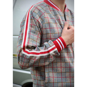Men's Plaid Tracksuit Set Full Sleeve Zipper Casual <b>Joggers</b> With Side Pockets Breathable <b>Polyester</b> Autumn Wear - Product Image 3