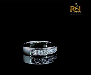 Flush <b>Set</b> Round Lab Grown Diamond Band Solid Gold Embedded Line <b>Ring</b> <b>Men</b> Women OEM ODM Wholesale B2B Supply - Product Image 4