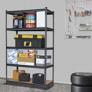 Scaffalatura a 5 Ripiani per Garage 110x45x180cm in Acciaio Verniciato a Polvere Grigio - Product Image 6