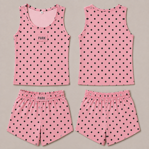 Ensemble de vêtements de sport tendance à motif gingham OEM, débardeur et short, en coton respirant, pour le printemps et l'automne - Product Image 3
