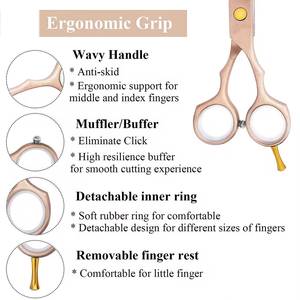 Morje Surgical Set de Ciseaux Professionnels pour Salon de Coiffure, Ciseaux à Effiler, Peignes, Acier Inoxydable 4Cr13, Pour Droitiers, Manche Long, Tranchants - Product Image 5