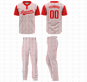 Ranum Baseball Uniform Set Red Striped Jersey Pants Hoodie <b>Coach</b> Jacket Backpack Socks Sublimated Breathable Moisture Wicking - Product Image 3