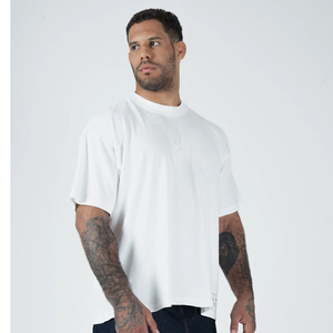 T-shirt de sport pour homme 100% coton, personnalisé avec impression sérigraphique sur le devant, tricoté, coupe oversize, séchage rapide, anti-boulochage, pour musculation et entraînement - Product Image 6