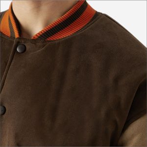 New High Quality Unisex Baseball Varsity Lettermen <b>Jacket</b> Geometric Stand Collar Fashionable Wool Sleeves Wool Fabric Casual - Product Image 6