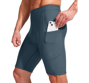 Shorts de cyclisme unisexes respirants de haute qualité en spandex/coton avec rembourrage 3D pour la route et le VTT, poches zippées - Product Image 1