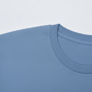 Camiseta de Manga Corta para Hombre, Cuello Redondo, Azul, Corte Regular, Algodón Jersey, Estilo Casual, Color Sólido, Tejido de Punto Liso - Product Image 2