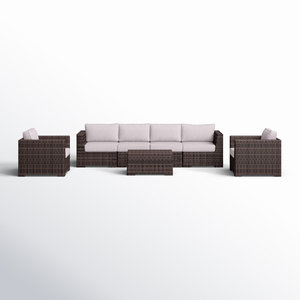 Ensemble de jardin en rotin et osier pour 6 personnes entièrement assemblé avec coussins, groupe de sièges confortables pour se divertir en plein air - Product Image 1