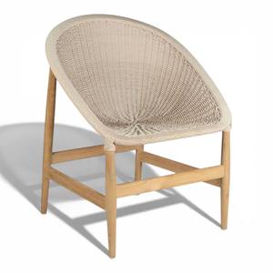 Chaise de salle à manger ergonomique en bois tressé imperméable, structure en teck massif, design scandinave moderne pour l'extérieur/l'intérieur, hôtel, maison - Product Image 4