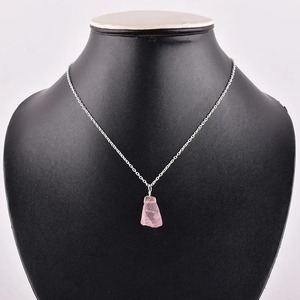 Handcrafted Rose Quartz Wire <b>Wrapped</b> Pendant Necklace Gold Plated 8-15mm Natural Gemstone Fashion Jewelry - Product Image 6