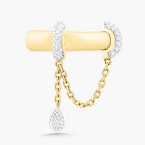 Custom Lab Grown Diamond Statement <b>Ring</b> Modern Pave Unique Solitaire Dangle Chain <b>Cocktail</b> Band 14k 18k Solid <b>Gold</b> Manufacturer - Product Image 3