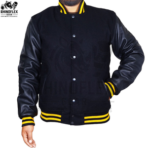 Veste universitaire en cuir de créateur pour hommes, grande taille, légère et décontractée, vente en gros - Product Image 3