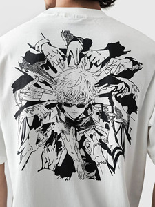 <b>Mens</b> Oversized Anime Solid <b>Fleece</b> T-<b>Shirt</b> Premium Cotton Streetwear Regular Sleeve Crew Neck Casual Fashion Anti-Wrinkle - Product Image 4