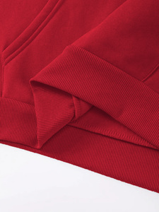 Sudadera con Capucha Roja para Hombre, Corte Regular, Estampado Sólido, Informal, para Invierno, con Cierre, 100% Algodón, Secado Rápido, Transpirable, de Forro Polar - Product Image 4