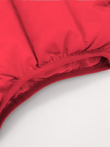Men's Red Hooded Winter Vest Zipper Pockets Casual Outerwear Windproof Solid Color Polyester Wadding Canvas 340g 3D Embroidery - Product Image 4