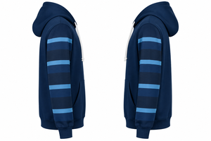 Men's Navy Blue Solid Hooded Sweatshirt Regular Fit <b>Fleece</b> 100% Cotton Pocket Casual Winter Wear OEM Service - Product Image 3