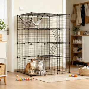 Gabbia di Lusso per Allevamento Gatti, Piccola e Grande, Stabile in Metallo e Legno, con Motivo Personalizzato per Animali, per Uso Interno ed Esterno, Confezionata in Scatola - Product Image 4