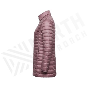 Women's Quilted Jacket Full Sleeve Stand Collar Long Length Polyester Filling Winter Coat Solid Color Zipper Closure - Product Image 5