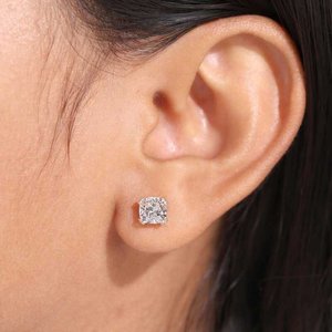Pendientes de Moissanita con Corte Cojín, Chapados en Rodio, Plata 925, Diseño Geométrico Clásico, para Uso Diario de Mujer - Product Image 4