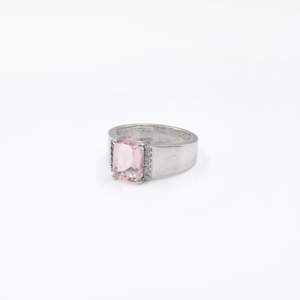 Bague en argent sterling 925 avec quartz rose naturel, plaquée rhodium, bijoux fins OEM ODM - Product Image 4
