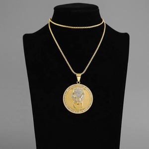 Leopoad Necklace Stainless Steel Women Fashion Jewellery Coin Design <b>Crystal</b> Charms <b>Animal</b> Punk Gifts Hip Hop Necklace. - Product Image 3